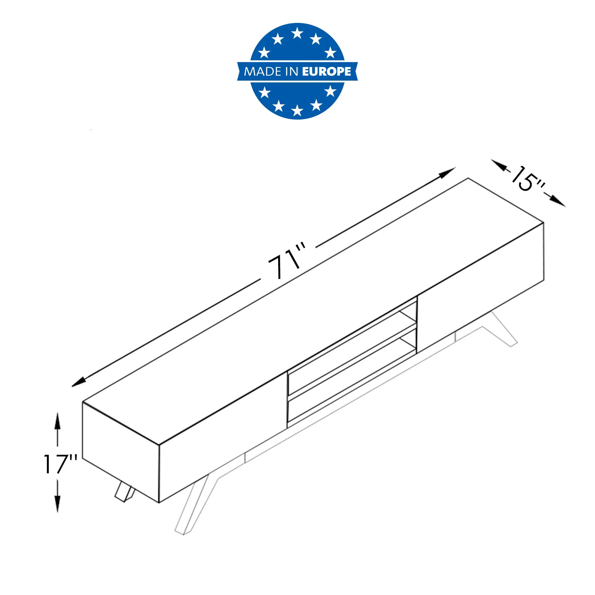 TV Stand Media Console, Mid-Century Modern Television Table with Cabinet Doors