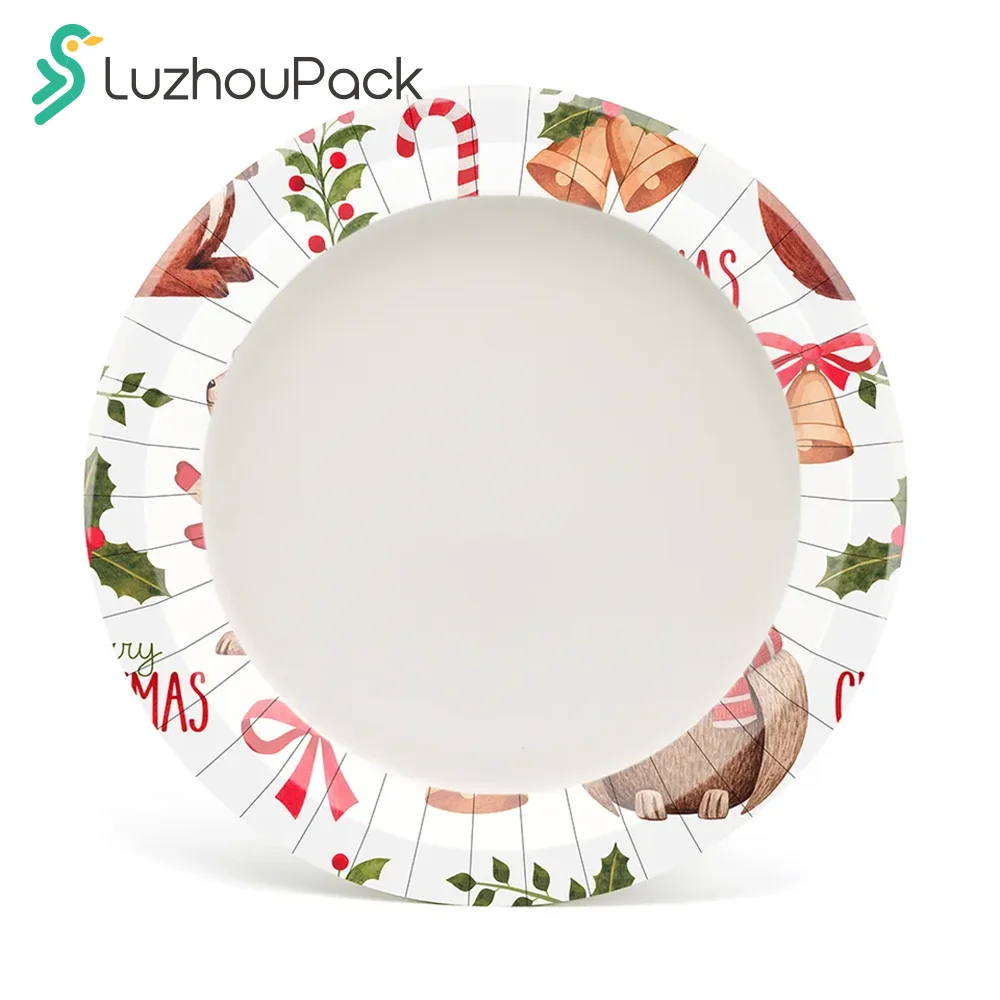 LuzhouPack Party Tableware Set Sweet Dishes Large Paper Plates Disposable Round Paper Food Serving Dishes