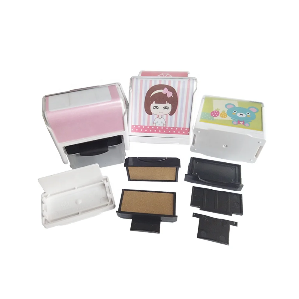 Mini kids custom self inking rubber stamp blank material with new ink pad 30*10mm