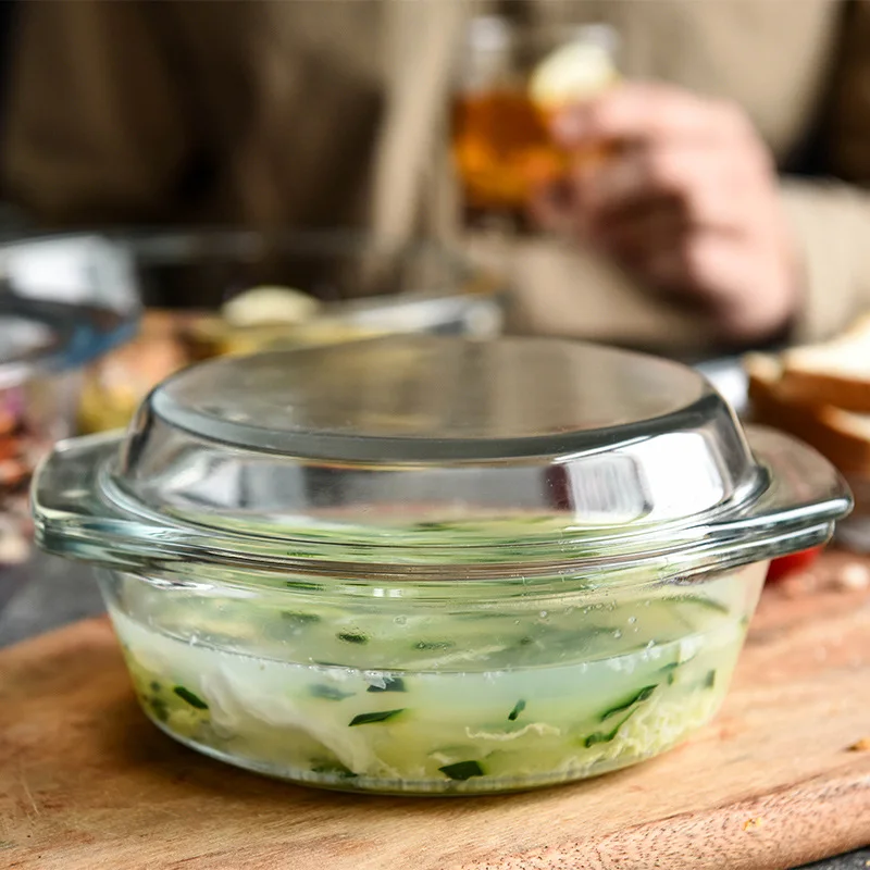 New Design Heat Resistant Glass Can Serving Meals Crystal Pot With Glass Lid
