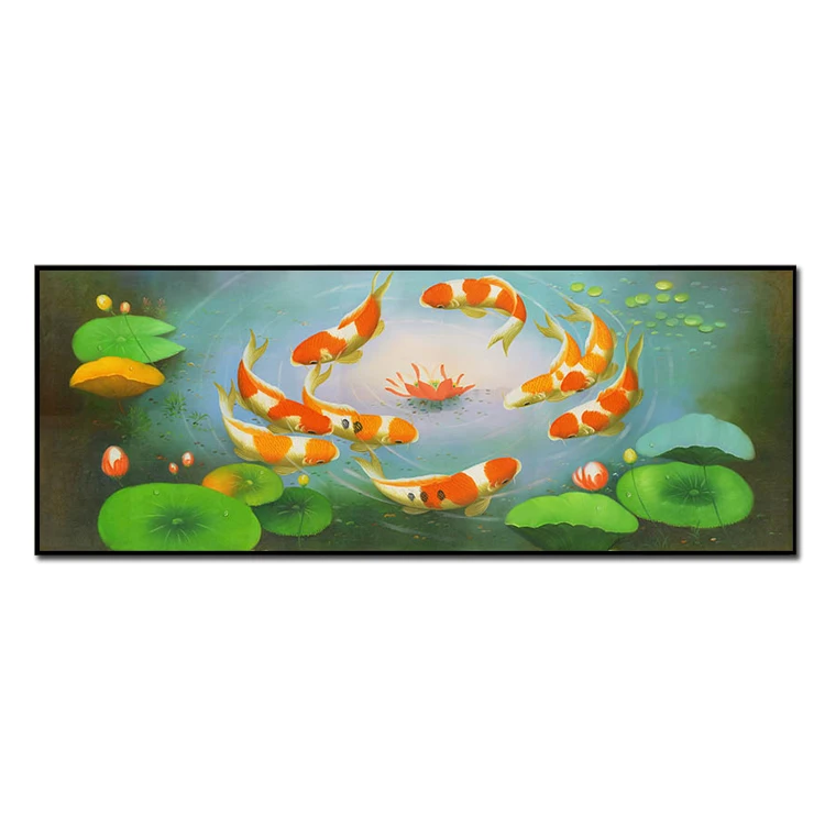 Factory directly offer canvas oil painting artworks abstract koi fish