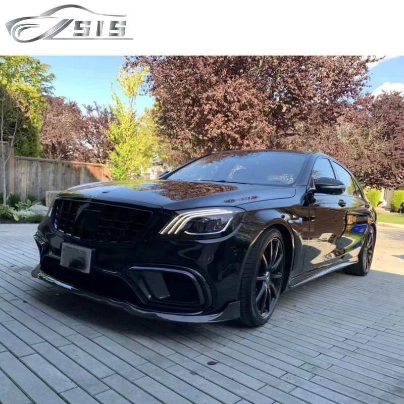 W222 S63 carbon fiber parts fit for S class W222 2017-2020 year to B style carbon fiber front lip diffuser for S63 W222 sedan