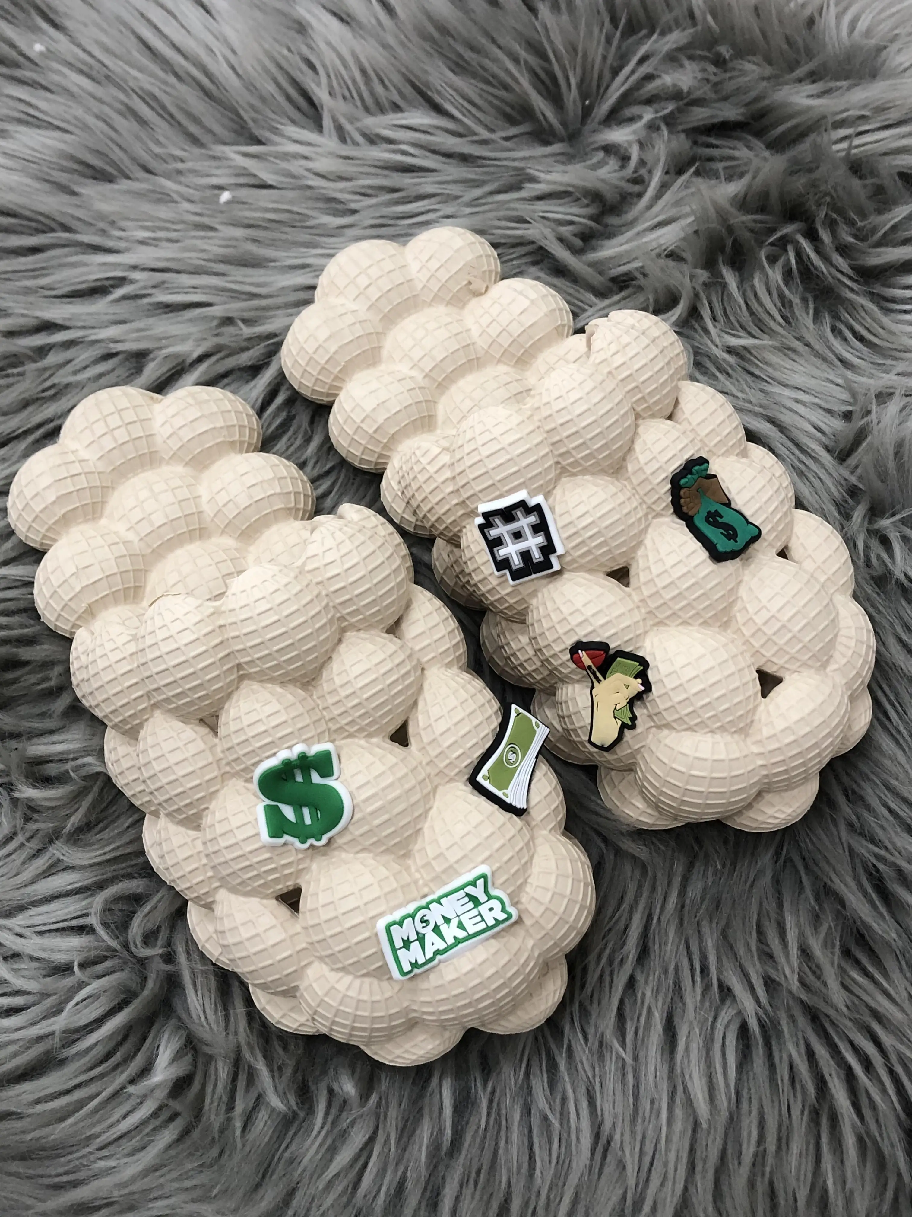 Oem Customize Slides Original House Footwear EVA  Flat Sandals Bubble Sides Slippers With Charms