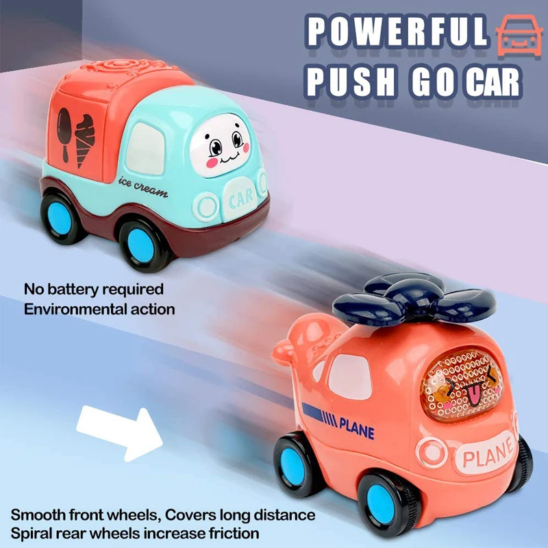 Wholesale 6 Pcs Push and Go Toy Cars Set,Cartoon Inertia Baby Toy Cars with Play Mat (Storage Bag) for Kids