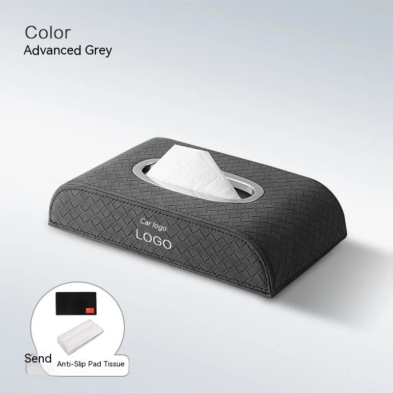 2024 Customizable LOGO Factory Car Accessories Armrest Tissue Holder Napkin Bag None Toxic Car PU Facial Tissue Box Organizer