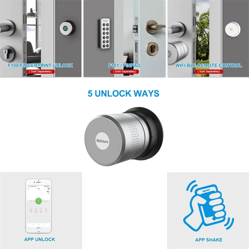 Wehere Factory wholesale M530 for Israel Lock cylinder  Fingerprint Door Lock Keyless  Electronic Smart Door Lock