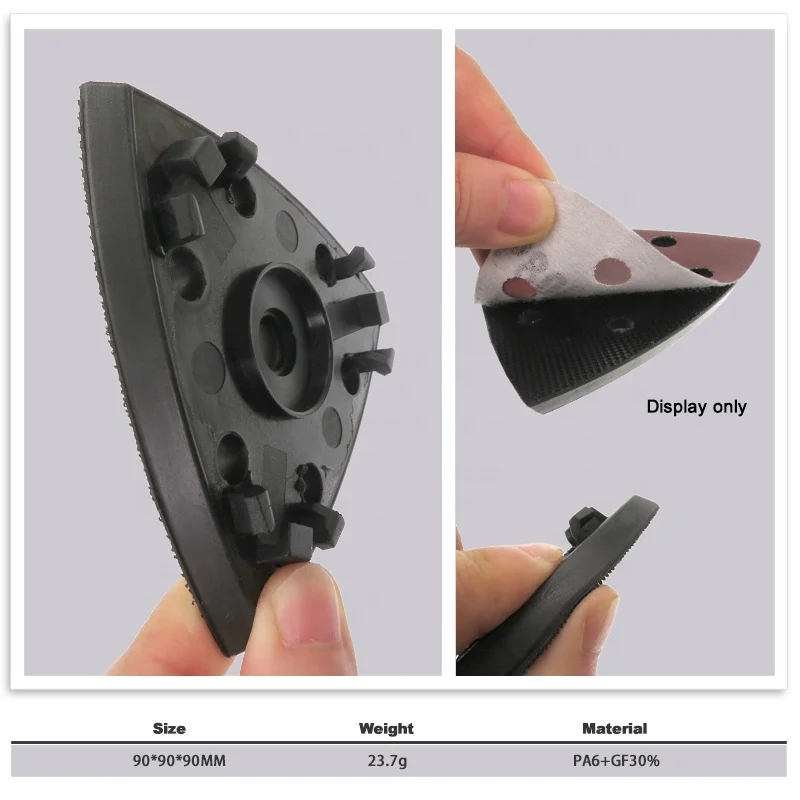 90*90*90MM 6Holes Triangular Black Hook and Loop PU Air and Electric Backing Pad  Sanding Pad for Polishing