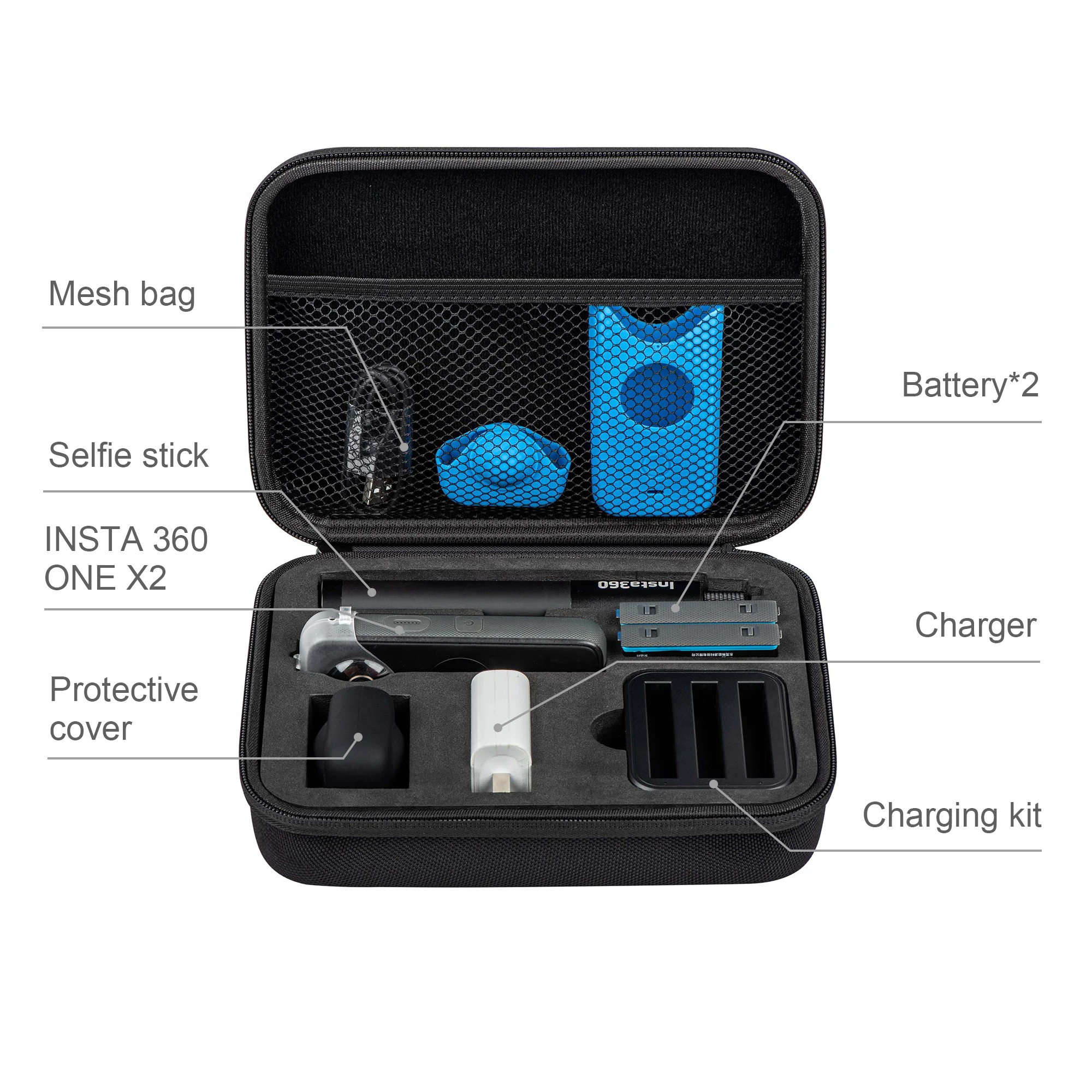 custom logo waterproof shockproof portable Insta360 gopro eva hard camera bag