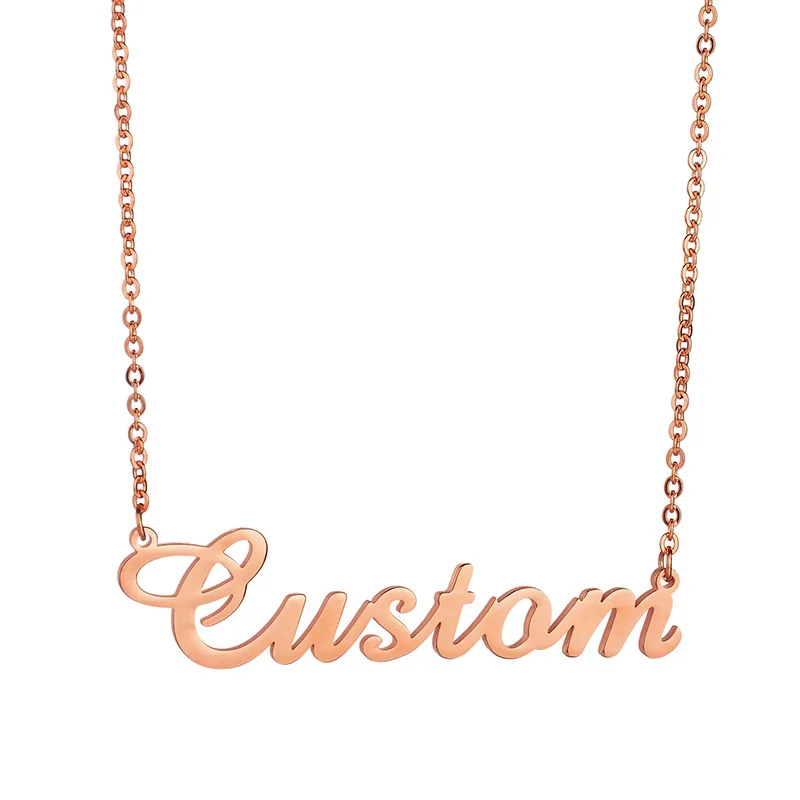 Wholesale Fashion Jewelry My Letter Pendant 18k Gold Plated Stainless Steel Custom Personalized Name Plate Necklace