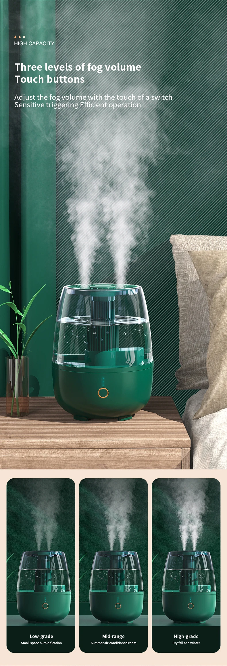 Newest OEM/ODM Wholesale Super Quiet Intelligent AI Voice Control Dual Mist Air Humidifier for Household Office