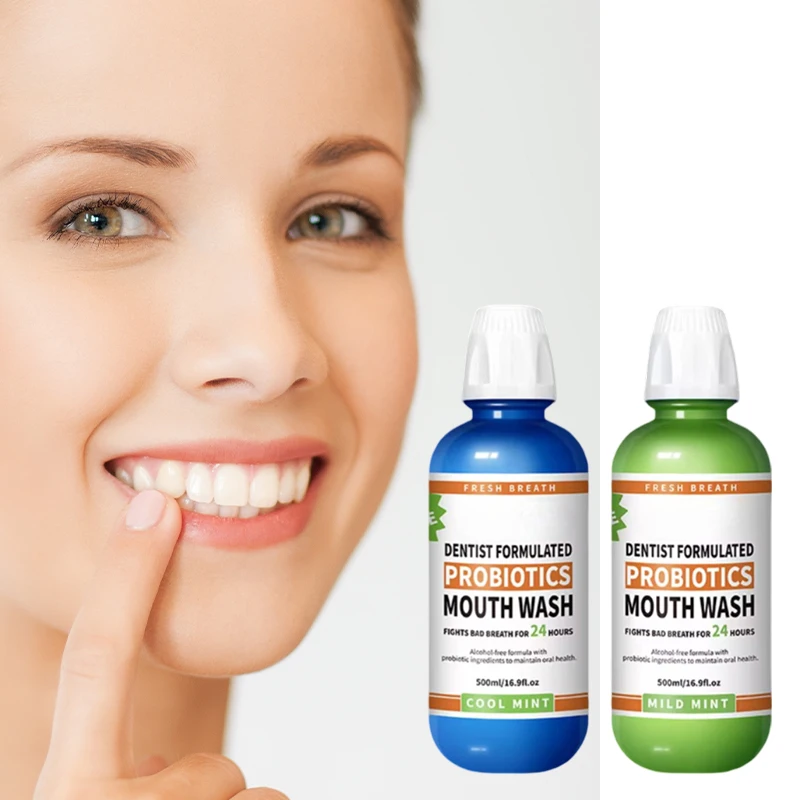 Custom Logo 24 Hours Long Lasting Icy mint flavor mouthwash Teeth Whitening Alcohol-Free Fresh Breath Mouthwash