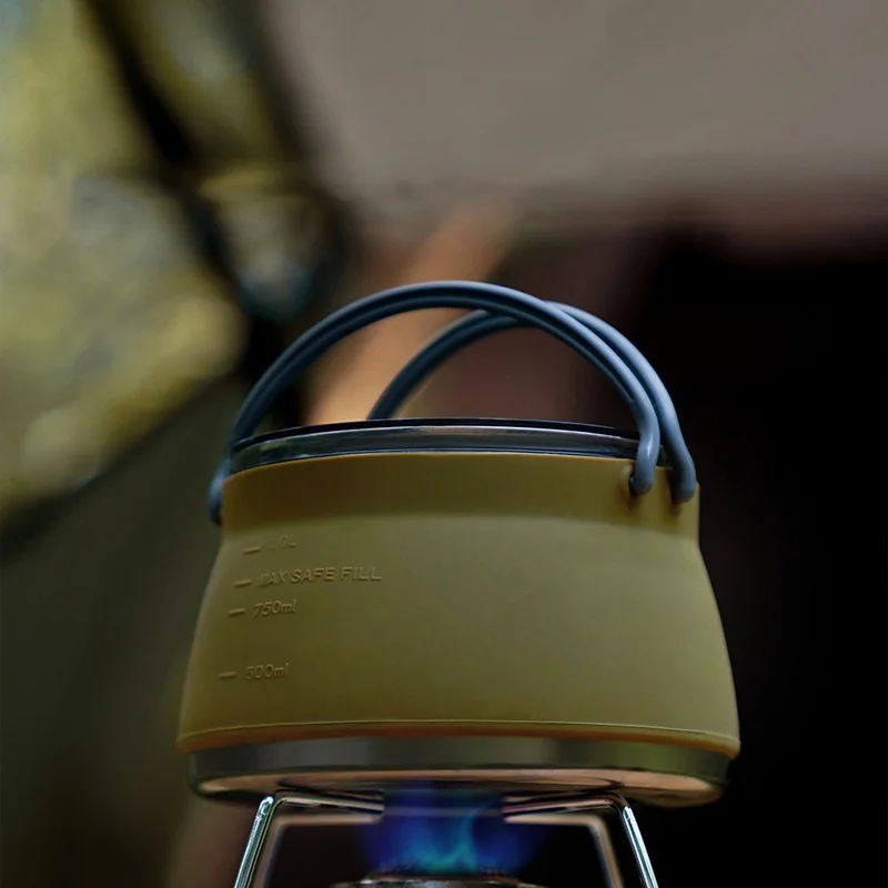 GoalFit 2024 Europe Silicone Folding Pot Outdoor Camping Cooking Portable Kettle with 304 Stainless steel