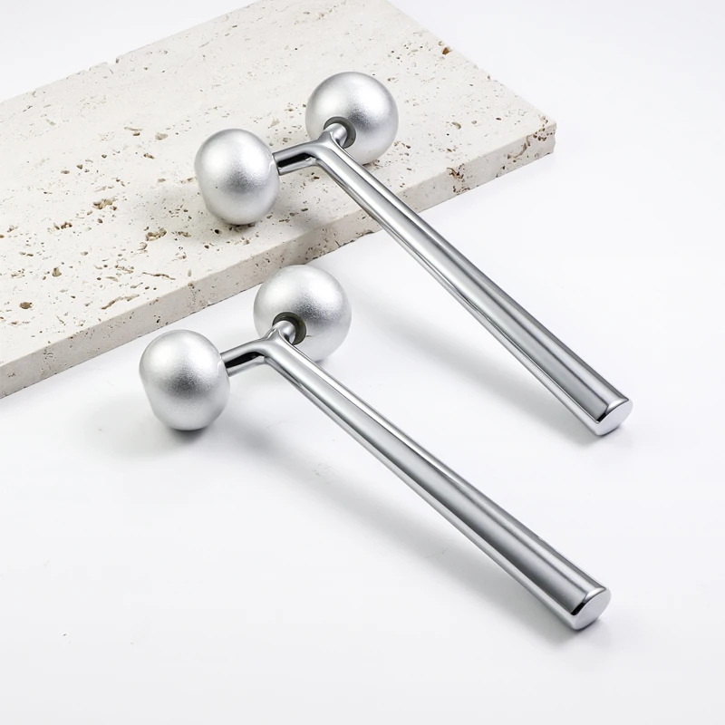 3D Face Sculpting Double Chin Reduce Tool Skin Massage Silver Facial Roller for Face Lifting