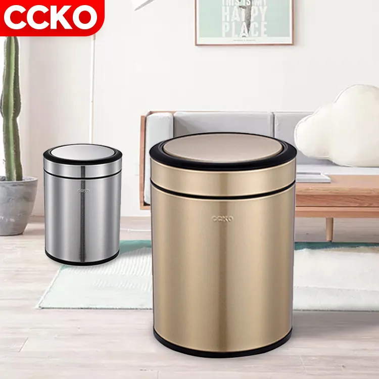 CCKO CK9907 6L/8L toilet office kitchen garbage can dust bin swing dustbin waste bin rubbish bin stainless steel trash can