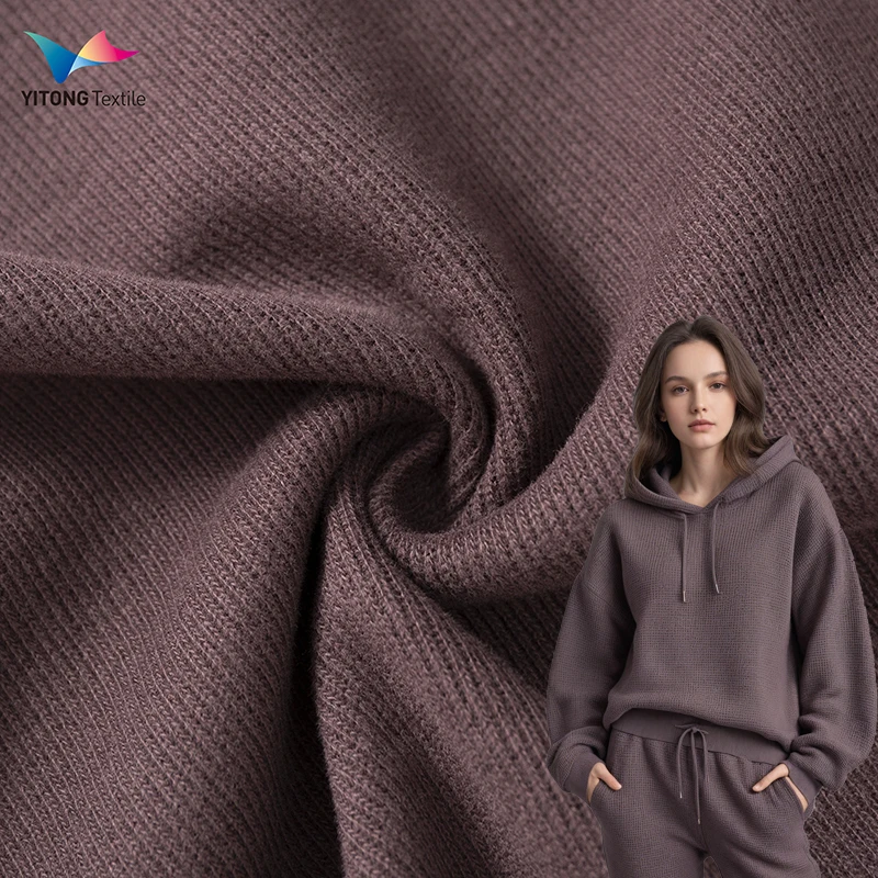 High Quality 300 gsm Cotton Ribbed Fabric 95% Cotton 5% Spandex Elastane Fabric for Hoodie