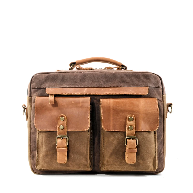 
canvas leather wholesale man handbag Wholesale waterproof 15.6 inch business laptop briefcase 