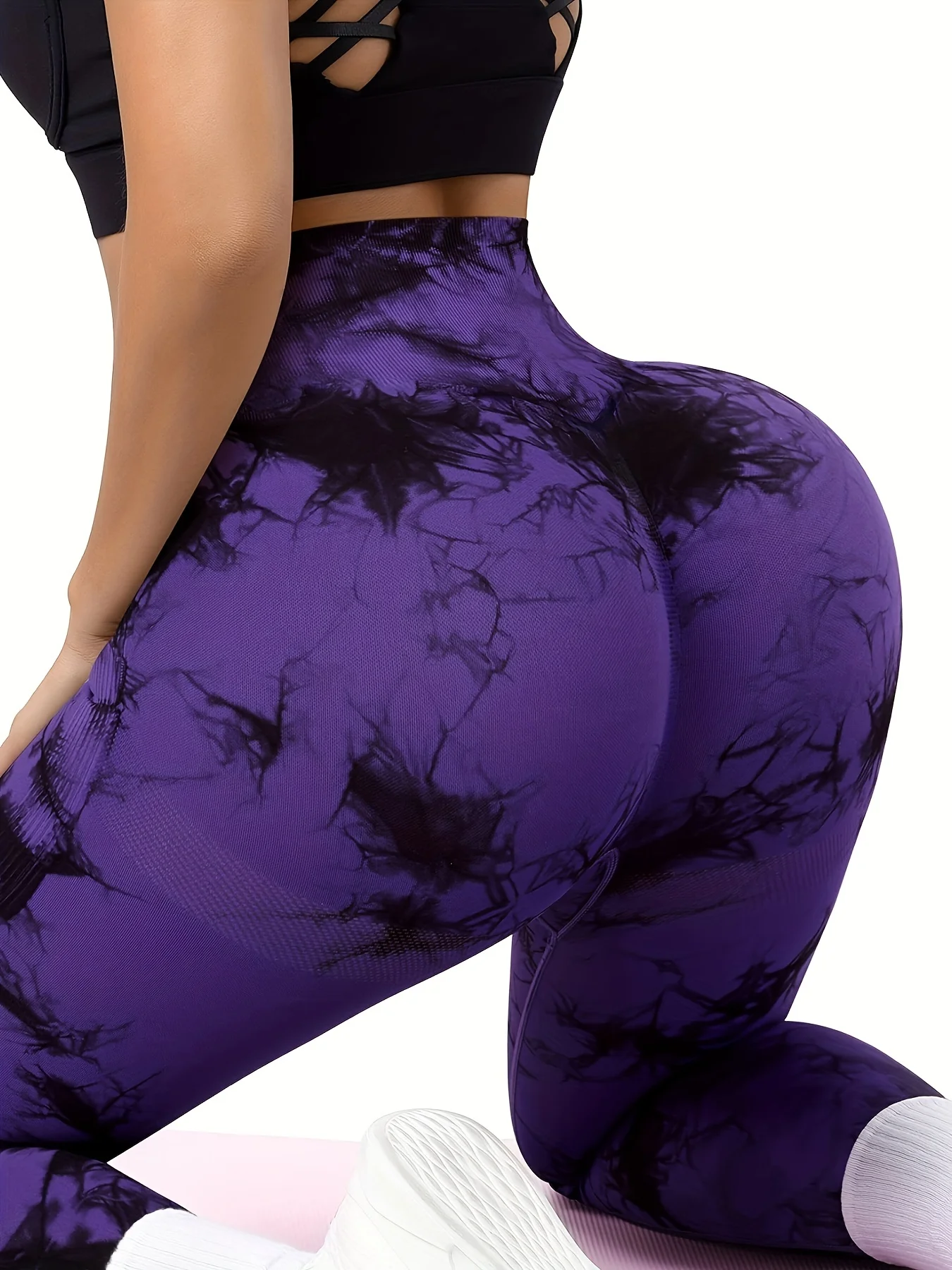 Women High Waist Yoga Pants Tie Dye Seamless Leggings Scrunch Butt Lifting Elastic Tights