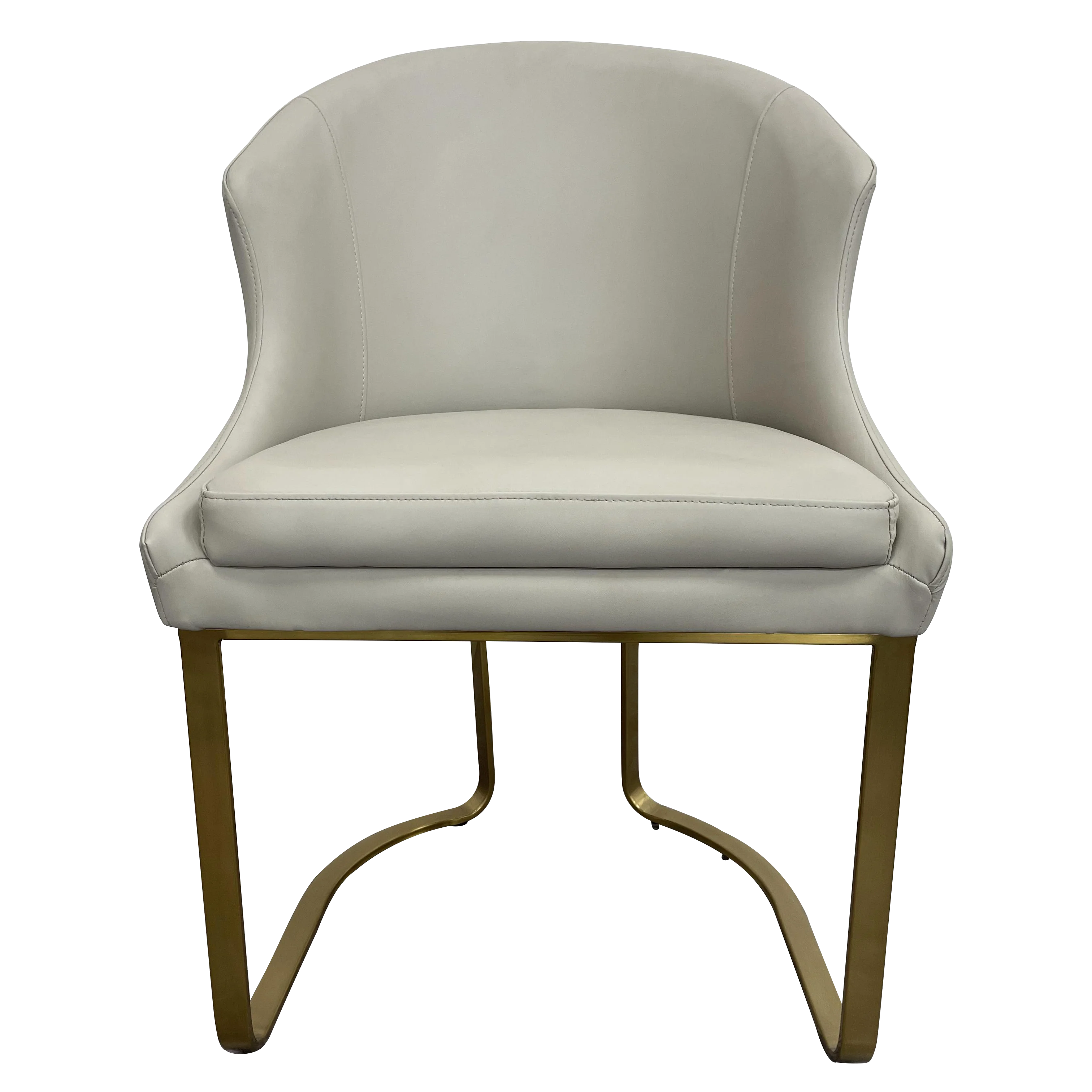 Factory Direct Sales Modern Luxury Cafe Salon Visitor Golden Metal Buff Upholstered Tub Leather Dining Chairs