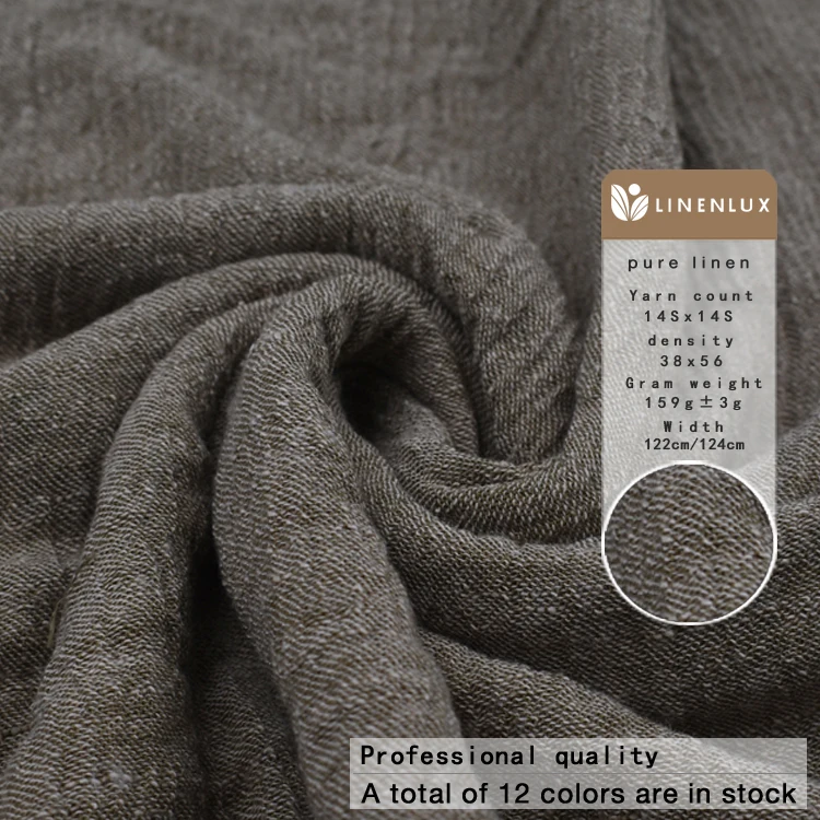 Manufacturers wholesale price belgian french 100% flax linen yarn dyed shirting fabrics crinkle pure linen fabric for clothing