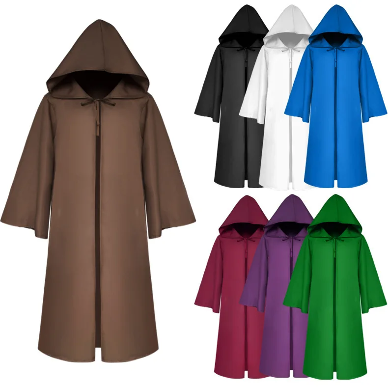 Halloween Costume European Medieval Robe Death God Cape Hood Cloak Kids Adults Stage Performance Outfit