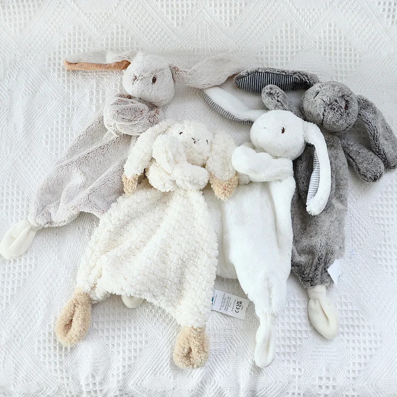 Hot Selling Stuffed Animals Bunny Rabbit Security Blanket Infant Nursery Character Blanket