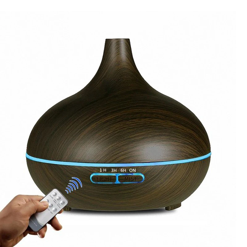 Hot 550ml Wood Grain oil diffusor Aroma Essential Oil Diffuser Wooden Ultrasonic fragrance Air Humidifier with remote control