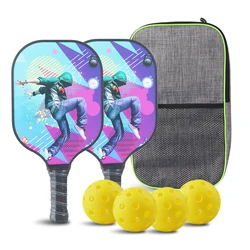 Pickleball Paddles Pickleball Racquets Set of 2 Honeycomb Composite Core Pickleball Rackets With 4 Balls and Portable Carry Bag