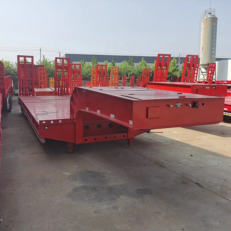 Factory directly sales trailer second hand brand new 50 tons 3 axles low flat semi trailer  for sale