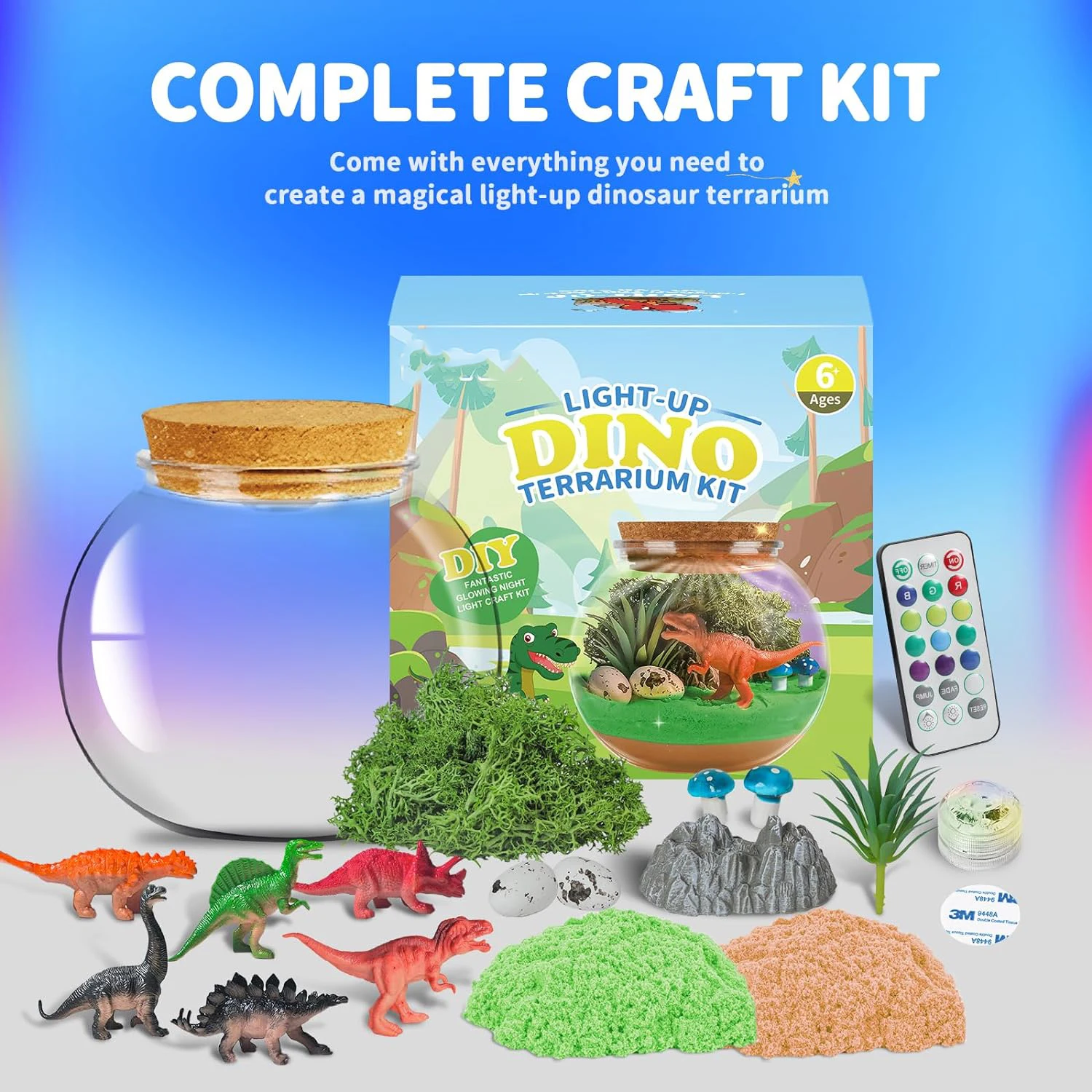 New Designs DIY Terrarium Night Light Kit for Kids Dinosaur World Terrarium Arts and Crafts Kit for  Children
