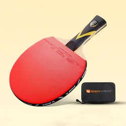 Professional 5 Stars Carbon Paddle PingPong Bat Set Table Tennis Racket For Training