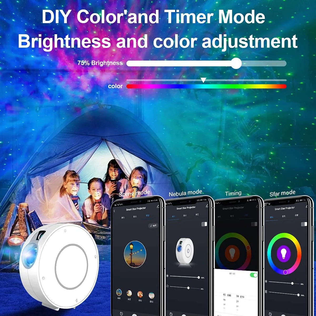 Tuya WiFi Smart Star Projector Galaxy for Holiday Party APP Control Home Nebula Works Google Alexa