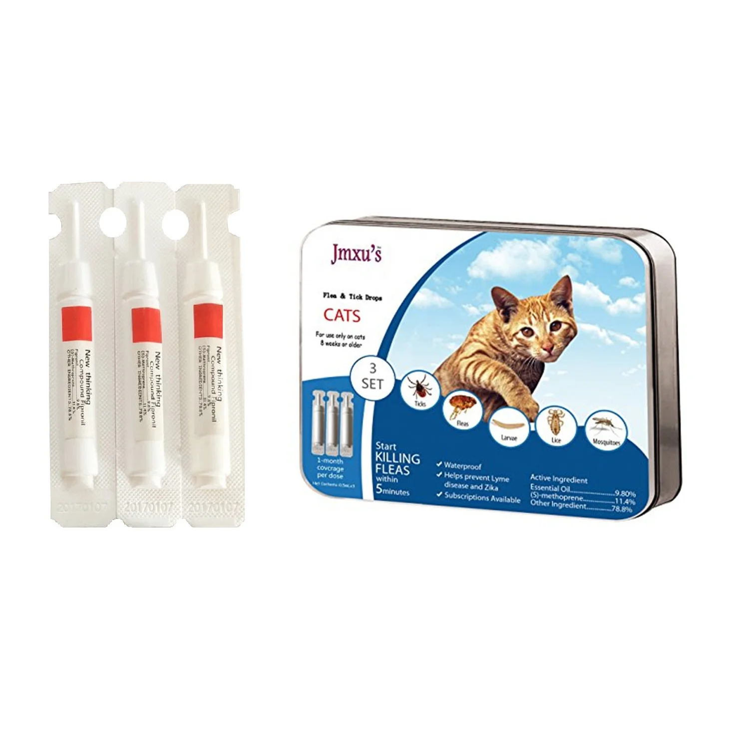 Long-Lasting Fast-Acting Flea and Tick Prevention for Cats 1 Month Topical Flea Treatments Drops