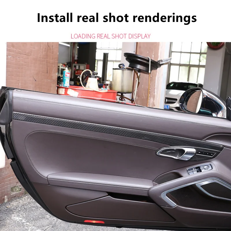 Car carbon fiber refit Inner handle protection decorative cover are suitable for Porsche 718 911 in 2012-2018year