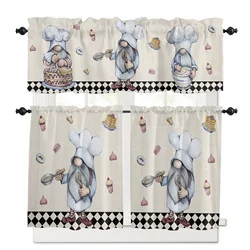 Gnomes Chef Kitchenware Printed Window Valance Treatments Cafe Tier Curtain Panels