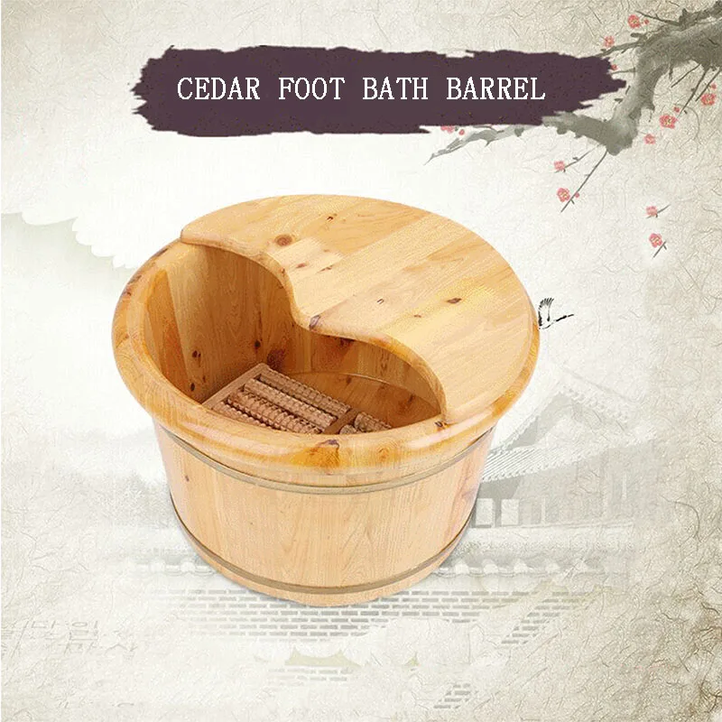 Dropshiping Wooden Foot Basin Thicken Cedar Foot Tub with Lid