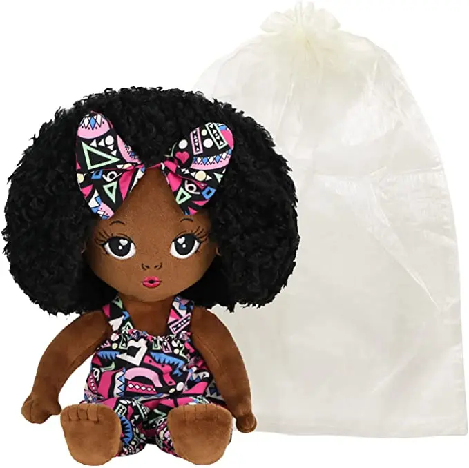 Пользовательские черные детские куклы американские афроамериканские мягкие плюшевые черная игрушка