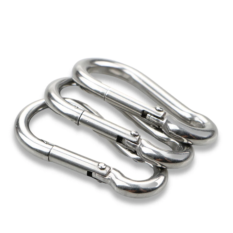 Factory Direct High Quality Metal Din5299c Spring Silver Climbing Carabiner Clips Stainless steel Snap Hook