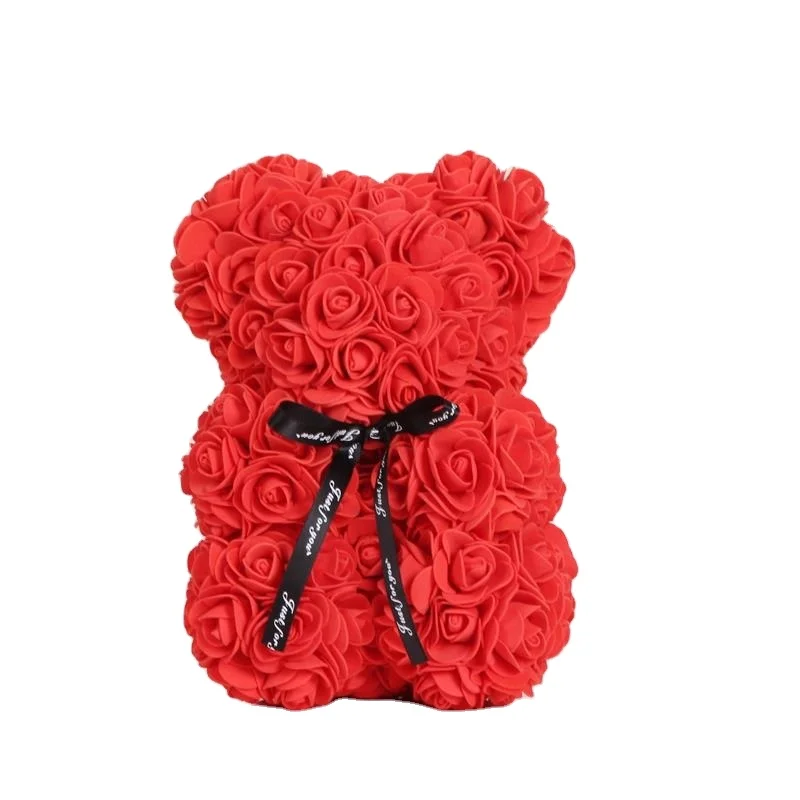Valentines Day Gift 25Cm Red Rose Teddy Bear Soap Foam Artificial Flower Bea