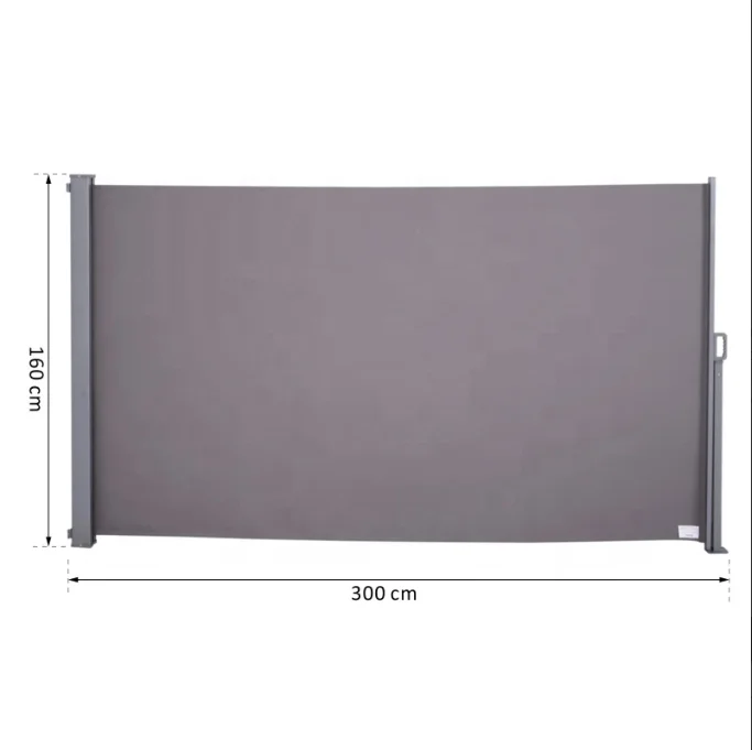 
Outdoor Retractable Folding Vertical Wind Screen 3*1.6m Privacy Divider Side Awning with steel pole for garden 