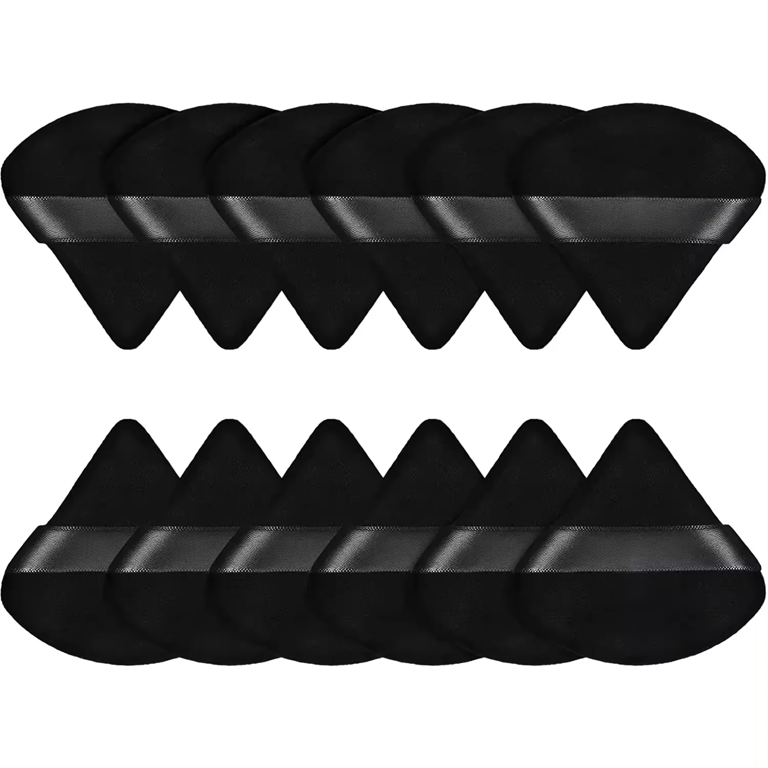 Hot Selling OEM ODM Black Loose Velour Flocking Velvet Dusting Cosmetic Face Triangle Soft Makeup Pure Powder Puff