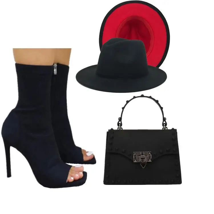 2021 wholesale new designer Fedora hats match purse handbag and shoes heel wide brim wool fedora 2 two tone hats men and women