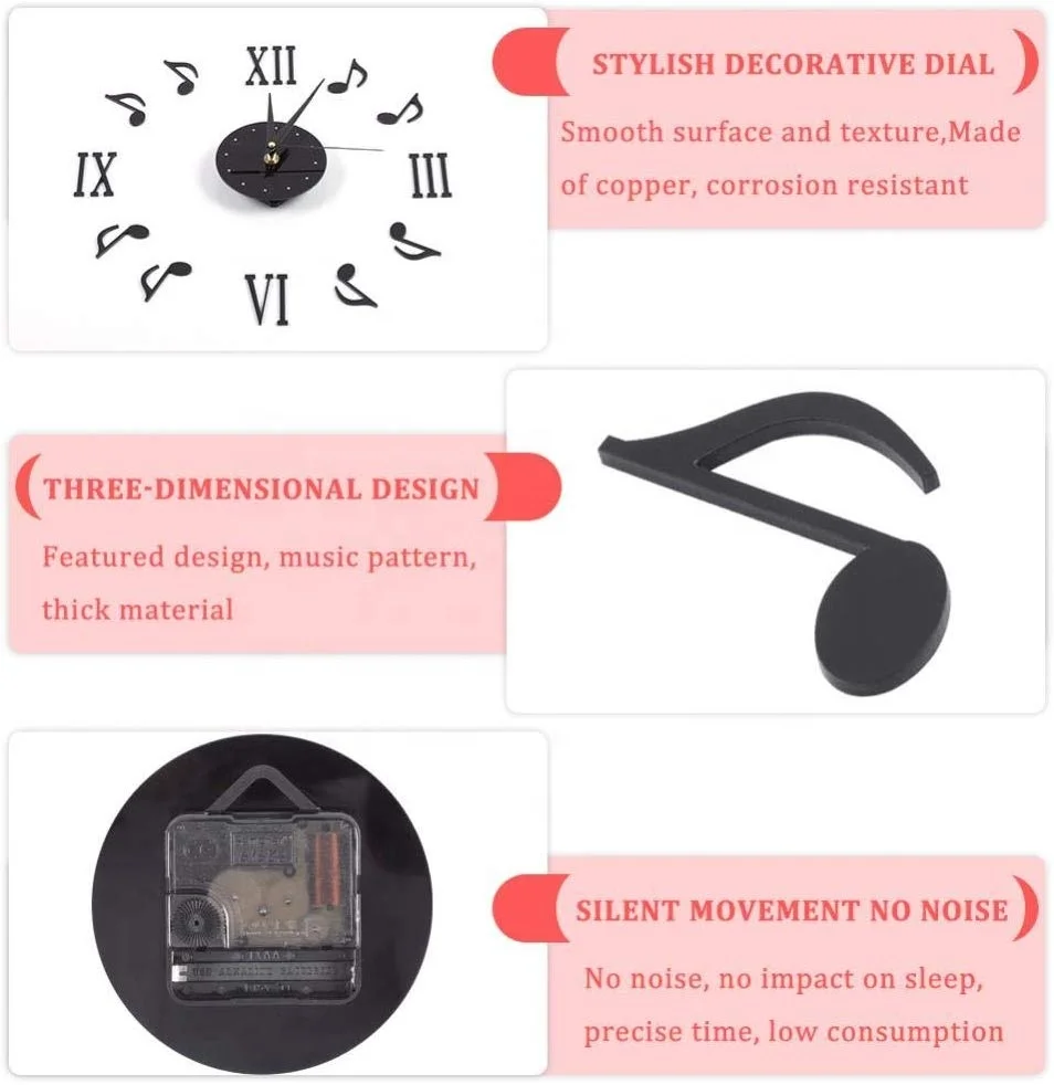 Musical Notes Roman Numerals Vinyl DIY Wooden Color Unique Ideas Clocks Stickers