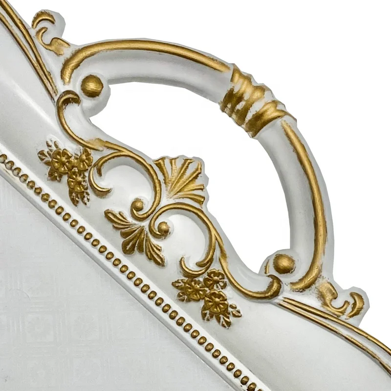 Retro Rectangle Golden manual painting Plastic Serving Tray