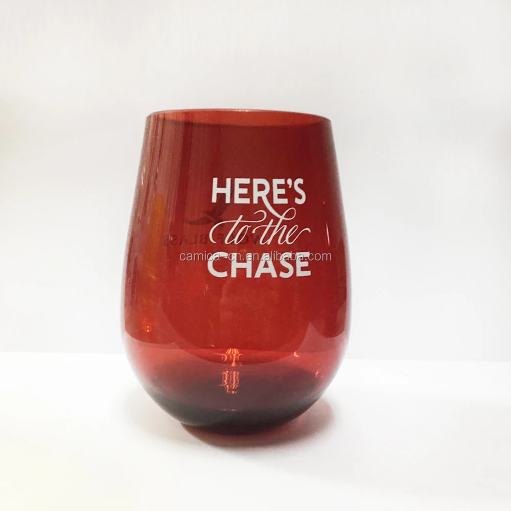 Amazon Hot Sale 16oz PS Plastic 100% Tritan stemless wine glasses Cocktail glasses champagne cocktail Many Colors For Wedding