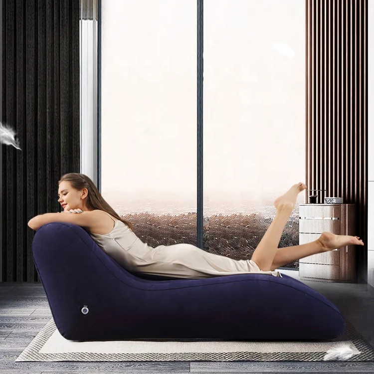 Hot selling ready to ship canape velour Headrest Outdoor Inflatable sofa s-shape Lounge Air sofa sex chair from manufacturer