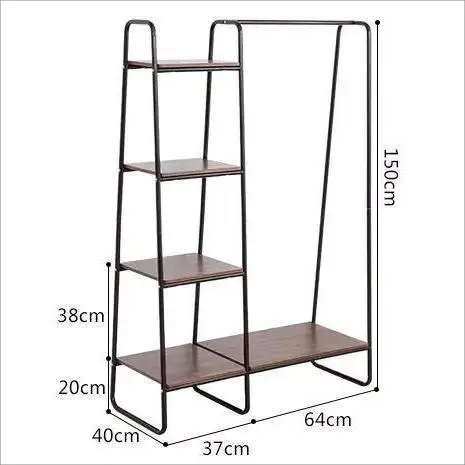 Hot Sale Free Standing Clothes Hanging Rack Metal Garment Coat Rack With 4 Tier Storage Shelves Appendiabiti