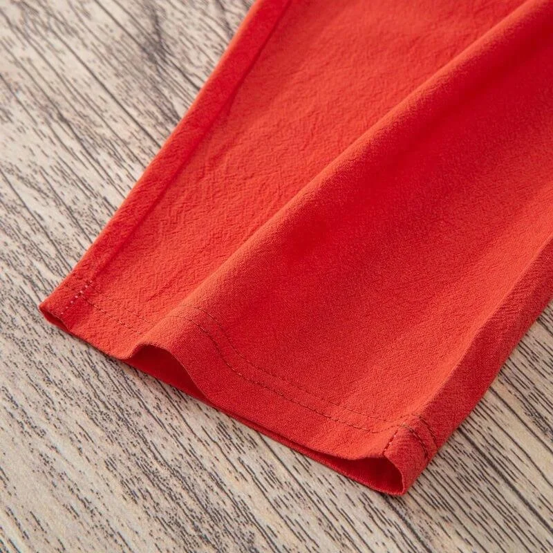 Women Plus Size Pants Ankle Length Solid Color Comfortable Cotton Linen Casual Pants Straight Leg Trousers Womens Trousers