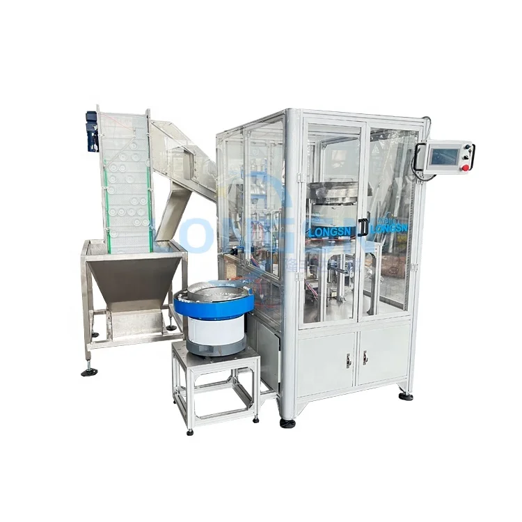 Customize fully automatic plastic jerrycan cover assembly plastic parts assemble foam seal ring inserting cap machine