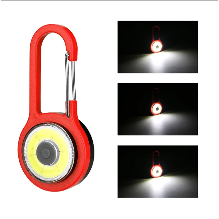 Portable Wholesale Plastic Carabiner Torch Light Pocket Mini Hook COB LED Keychain Flashlight