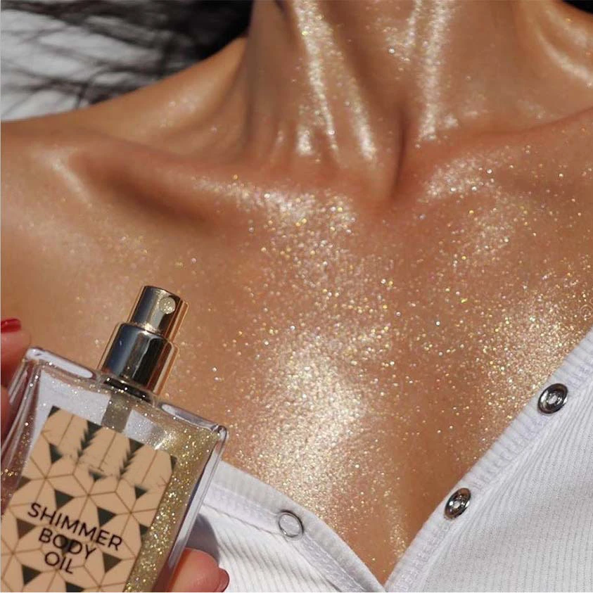 Hot sale private label waterpoof body glow shimmer body oil